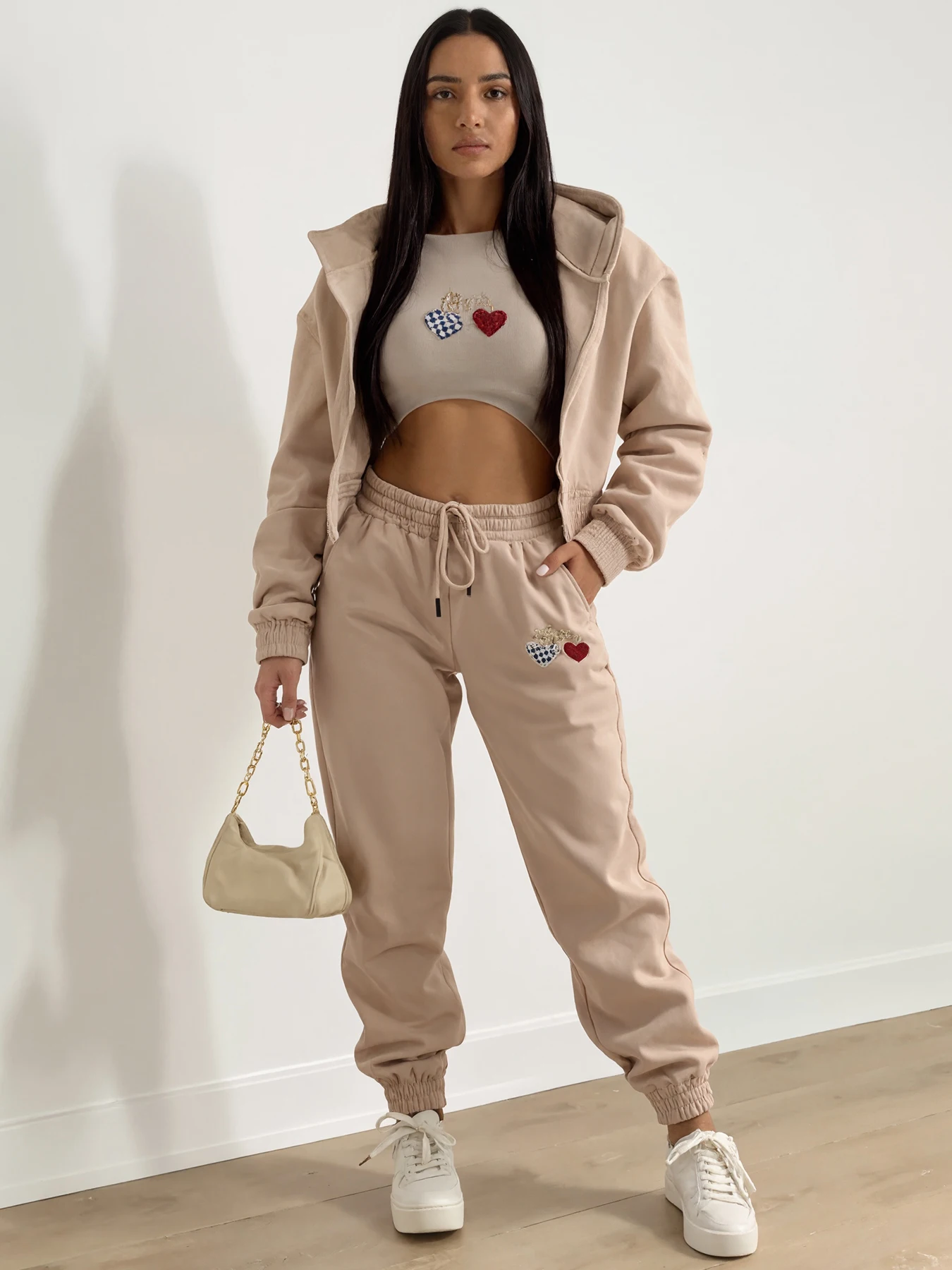 womens fleece two piece set hoodie jogger outfit