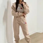 womens fleece two piece set hoodie jogger outfit
