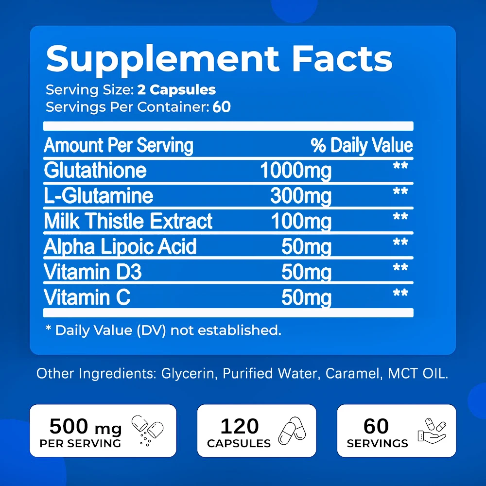 glutathione supplement 1000mg antioxidant capsules bottle