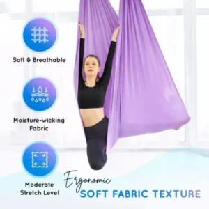 Aerial Yoga Hammock 5.5 Yards 198 Inch Height Aerial Silks Yoga Trapeze Increasing Strength Flexibility and Balance
